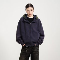 美式设计感假两件连帽卫衣女秋季潮牌宽松流行休闲拉链开衫外套潮