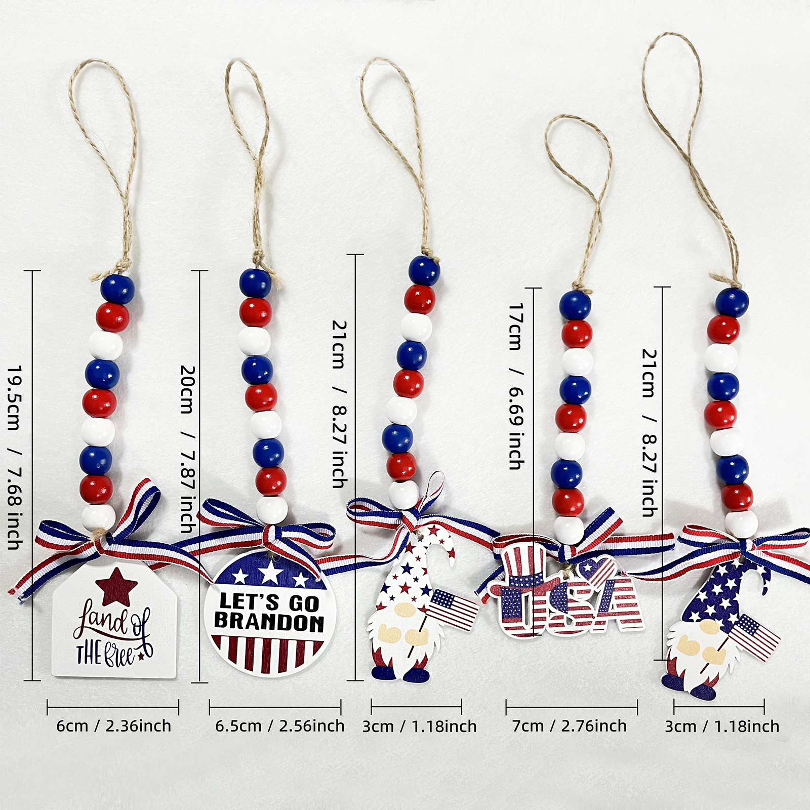 Día de la Independencia de los Estados Unidos bandera de cuentas DiDi color perlas de madera de caña colgante de decoración de ambiente interior