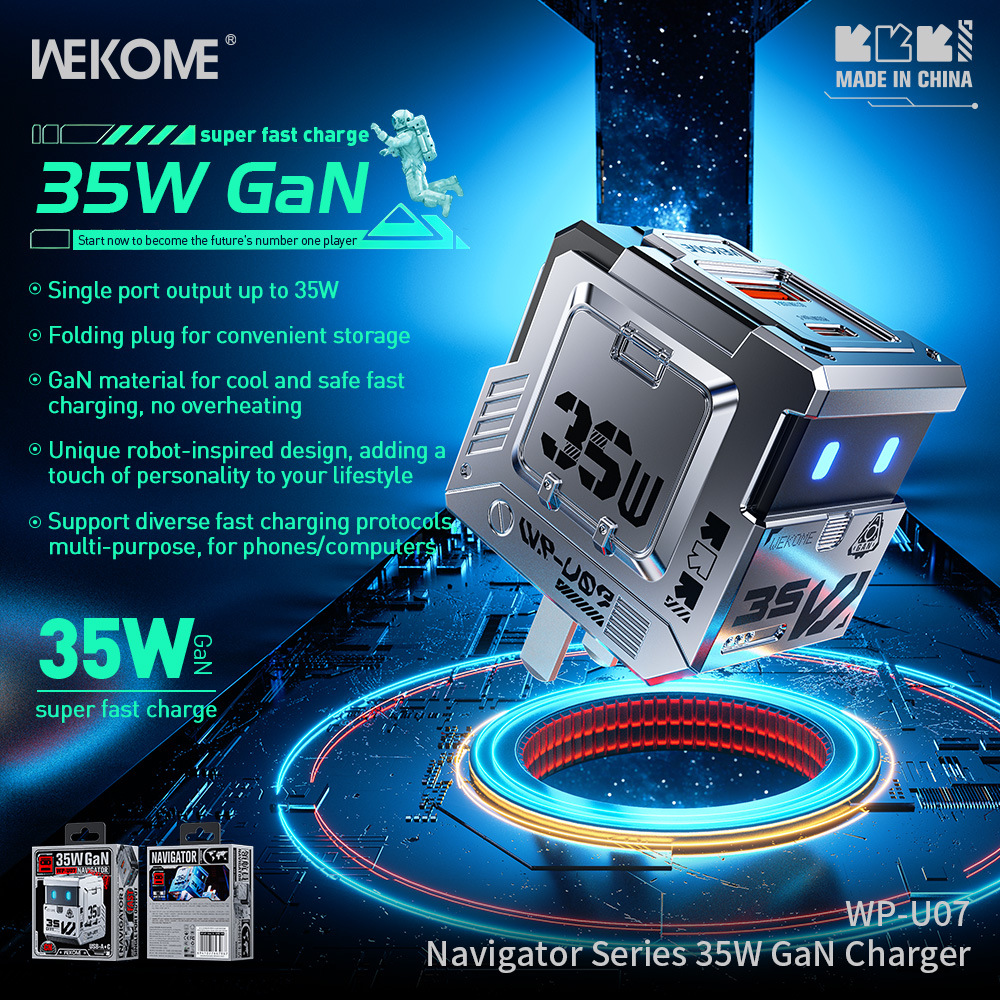 WEKOME Navigator 35W Nitruro de galio PD QC Cargador plegable WP-U07 del cabezal de carga del robot estándar