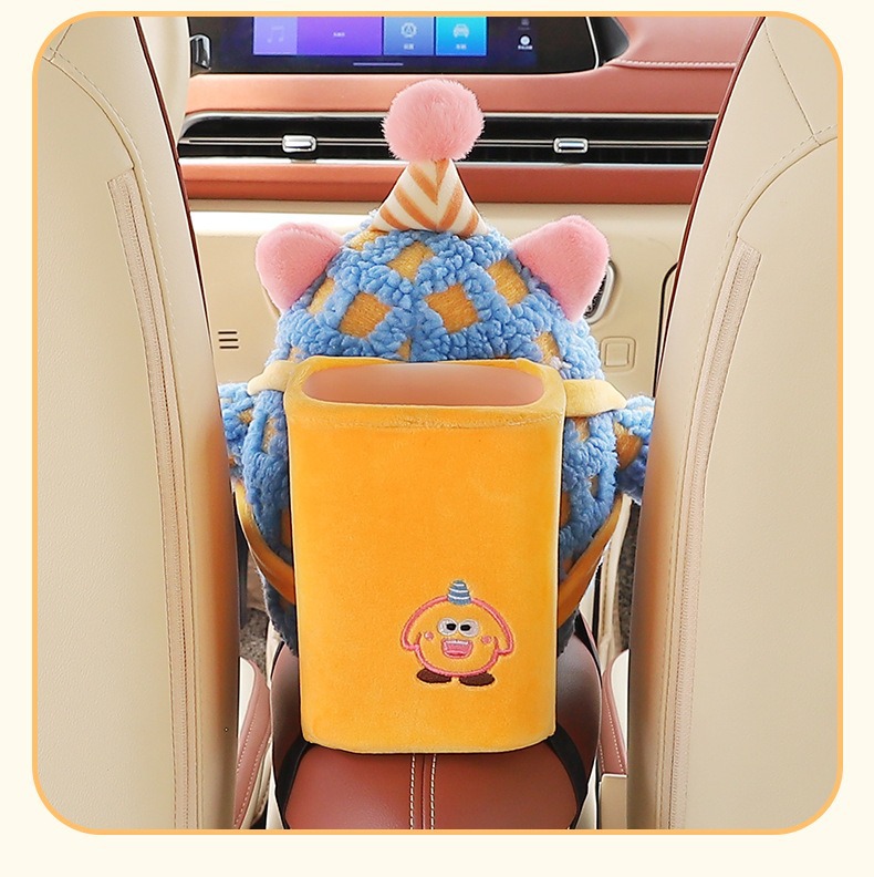 Creative Car Trash Can, Cute Little Monster, Multifunctional Car Storage and Hygiene Bin, Cartoon Car Tissue Box