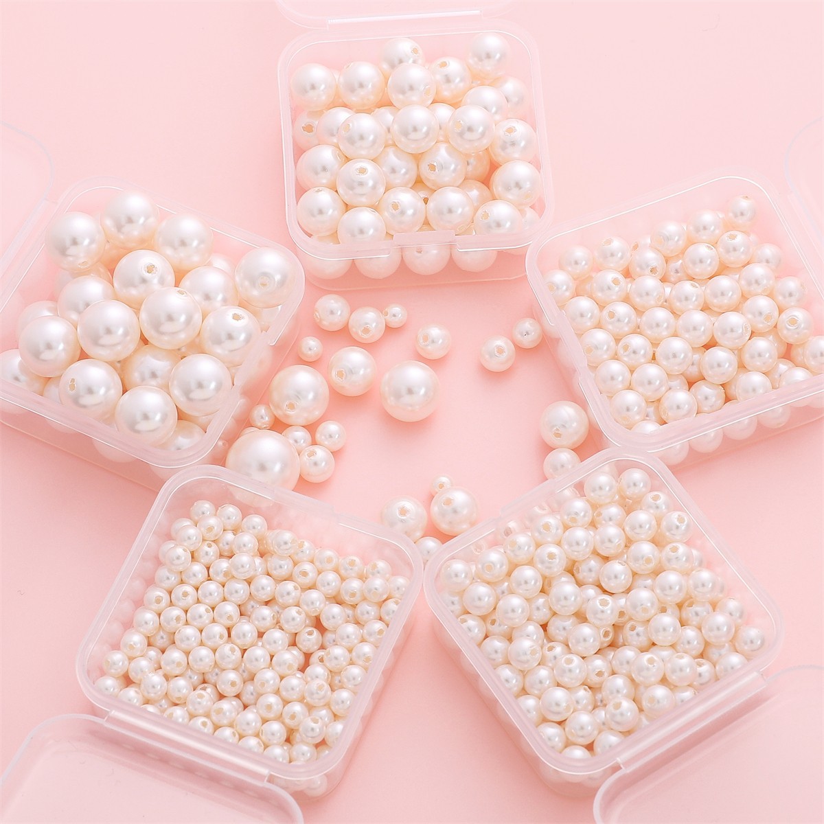 White glass earrings pearl handmade