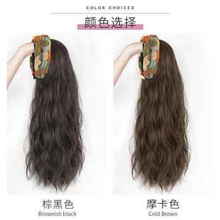 Wigs, daily hair bands, wigs, women, long hair, half-hair, headband, integrated fashion, high skull top, forest wigs, women