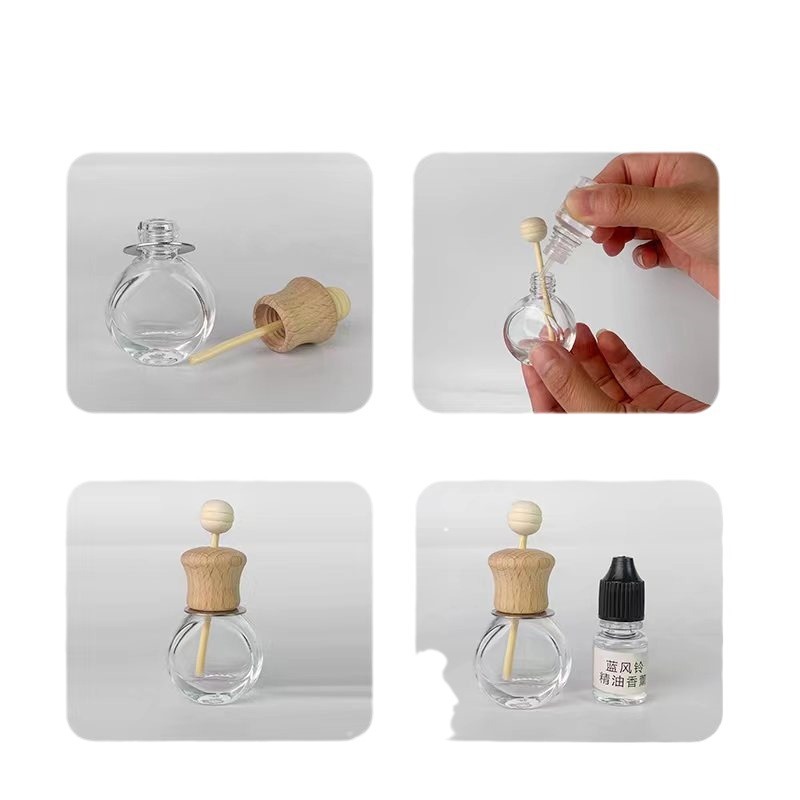 Botella de salida de aire de aromaterapia de coche, botella vacía de perfume, botella volátil, decoración de aire acondicionado, letra de coche de dibujos animados lindo blanco