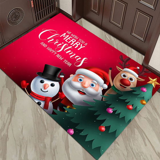 Christmas floor mat red festive cross-border Christmas decorative floor mat household non-slip floor mat household commercial