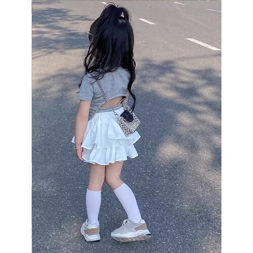 Children's pleated cake dress 2025 spring and summer new style girls 'white short skirt baby fluffy skirt princess culottes