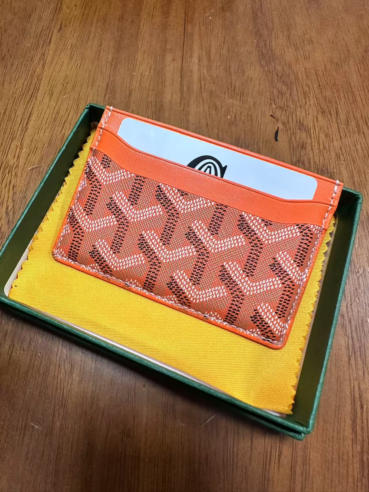 Tarjetero Goyard, tarjetero ultrafino de cuero genuino clásico para hombre, tarjetero de almacenamiento para mujer, tarjetero universal