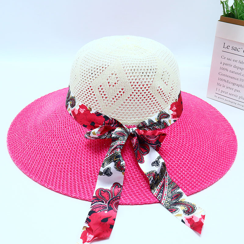 Nuevo sombrero de paja para mujer, sombrero de playa junto al mar, sombrero para el sol de verano de moda salvaje, protector solar, sombrero para el sol de protección UV