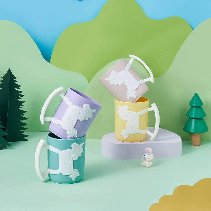 Креативная детская стерео троянская чашка, персонализированная цветная серия Macaron, пластиковая чашка с интегрированной ручкой, детская чашка для полоскания рта