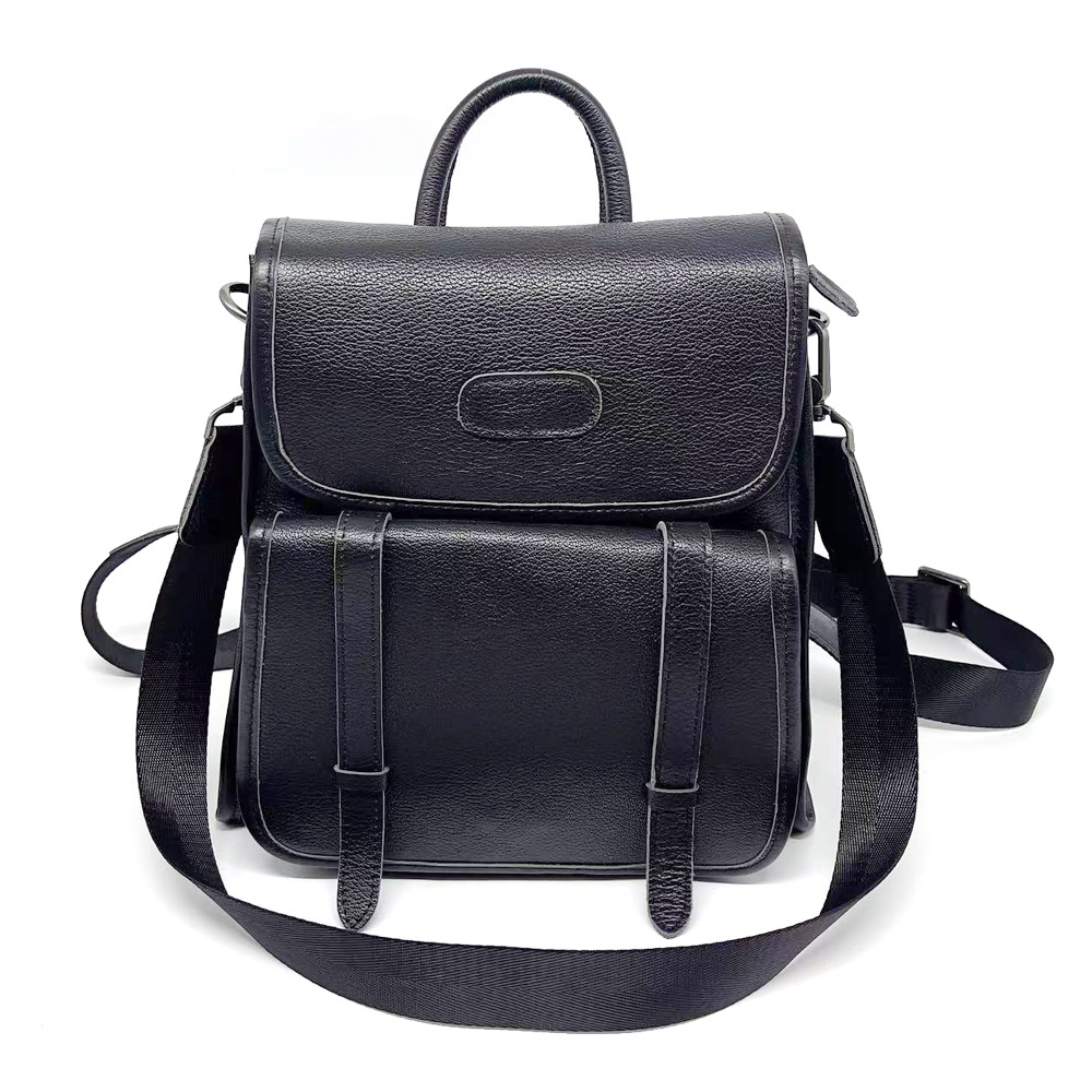 Cross-Border Fashion Genuine Leather Backpack Cowhide Women's Bag Black New Casual Shoulder Bag Backpack School Bag
