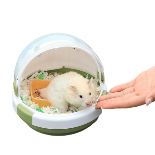 Hamster cage with UFO house, squirrel house with golden wire, bear nest supplies, acrylic pet carry-out box