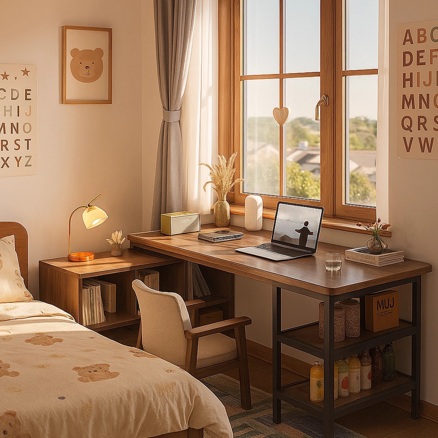 Escritorio y silla del dormitorio estudiantil moderna y simple mesa de estudio doméstica 2025 nuevo gabinete de escritorio de esquina de gabinete de almacenamiento integrado