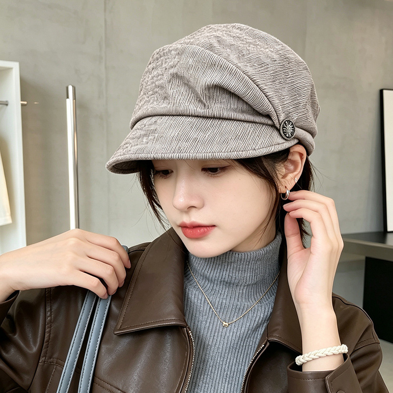 문예 소청신 승마 모자 가을 겨울 백합 헐렁헐렁 모자 여자 큰 머리 에 찬