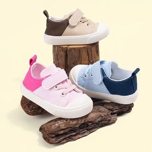 Cross-border wholesale 25 spring new fashion color Baotou boys and girls small cloth shoes casual soft-soled children's canvas shoes
