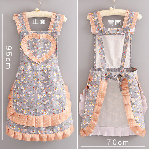 Korean style Western-style canvas apron for women's home kitchen cooking anti-fouling breathable wear-resistant work clothes adult apron