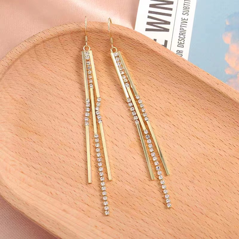 Tassel temperament goddess style earrings metal super long snake bone chain strip Korean style light luxury earrings personality fashion earrings for women