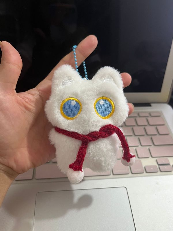 新款大眼黑猫吱吱叫小挂件毛绒公仔可爱黑色小猫猫钥匙扣情侣礼物|undefined