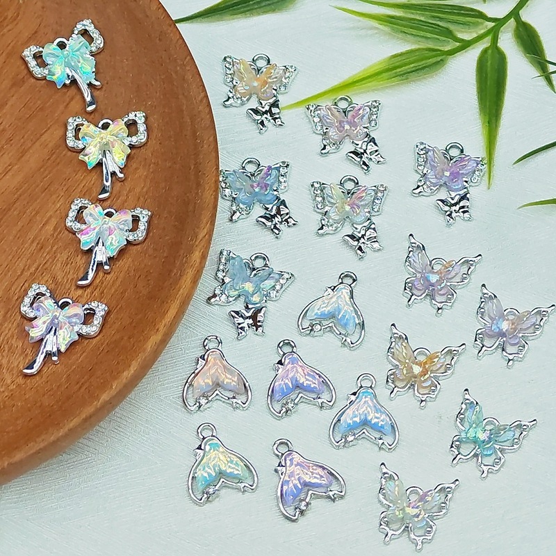 電気泳動 UV 高色保持バタフライペンダントコレクションダイヤモンド合金アクセサリー diy アクセサリーイヤリングネックレスペンダント素材|undefined