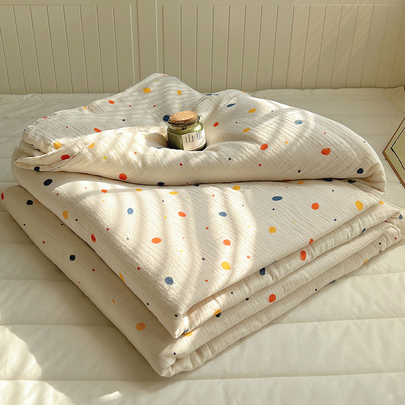 Edredón de verano de hilo de doble capa edredón de verano edredón fresco de verano dormitorio de algodón no algodón edredón fino simple y doble edredón de aire acondicionado lavable a máquina