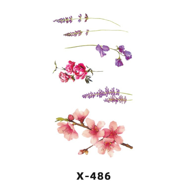 Arco de flor pequeña pegatinas de tatuaje fresco 3D dibujos animados transfronterizo Henna rosa impermeable texto en inglés pegatinas de tatuaje