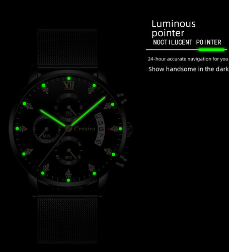 Eurasianwatch Canea Cross-Border Men's Multifunction Diamond Quartz Watch Waterproof Night Light Men's Watch