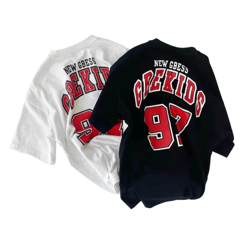 女の子の中の長いワンピースの洋風の夏服の中で大きい子供のゆったりしている上着の子供の半袖のバスケットボールの服のtシャツのスカートのファッション