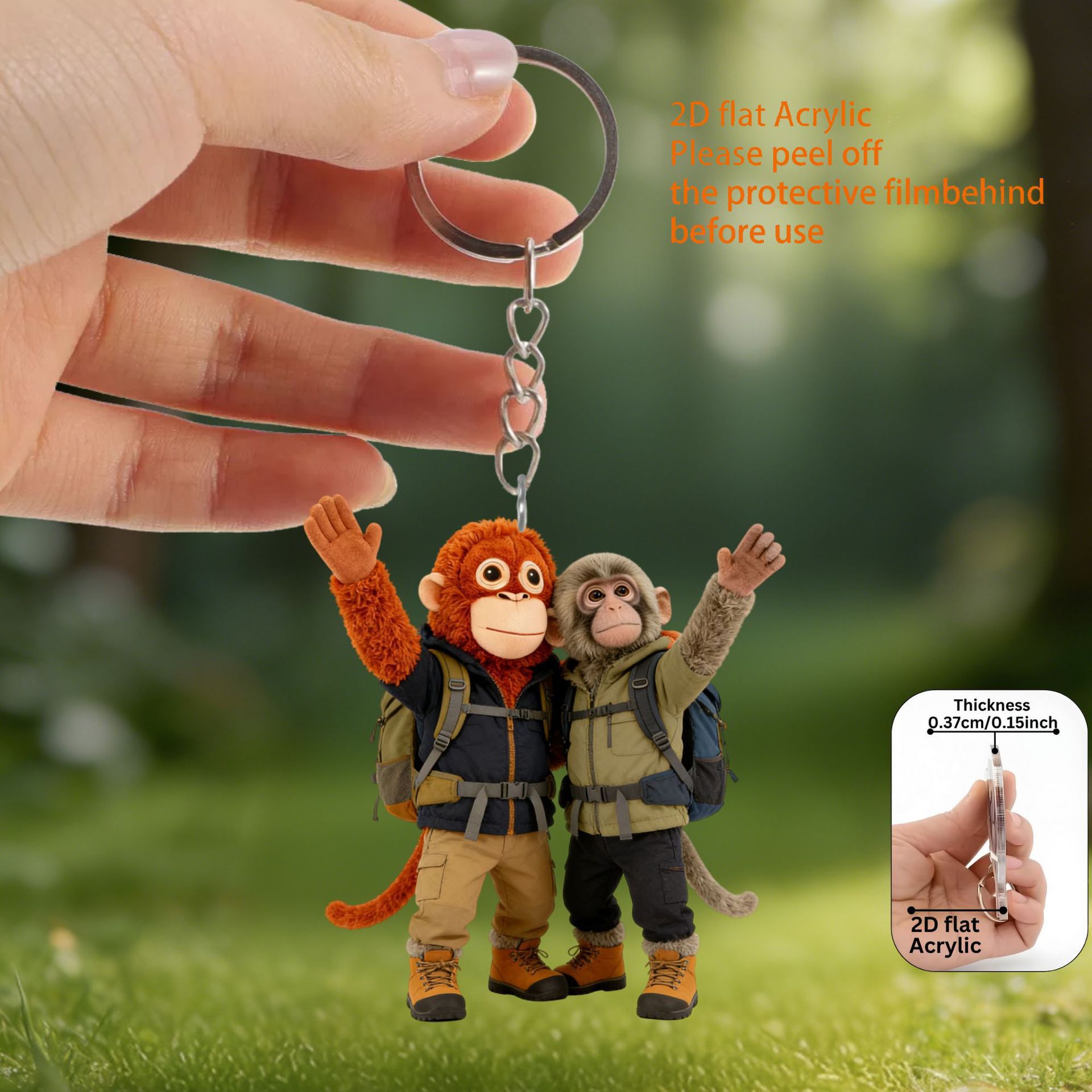 Etiquetado transfronterizo acrílico plano 2D Protect Punch The Monkey Orangutan Doll