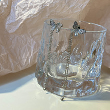 韩国简约一款两戴镶钻个性蝴蝶仙女流苏长款气质轻奢小众耳钉批发