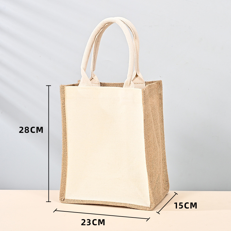 スポットリネンハンドバッグカスタムリネン無印良品バッグプリントパターンハイエンドギフトジュートバッグdiy|undefined