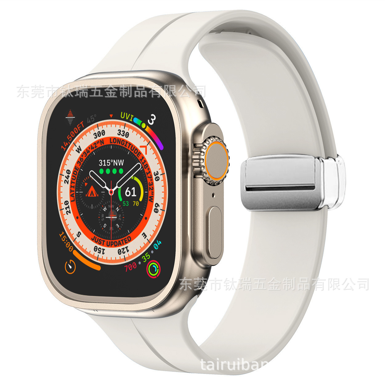 Adecuado para Apple correa de silicona Apple Watch 8ultra Apple magnética plegable hebilla Correa sin imán gota