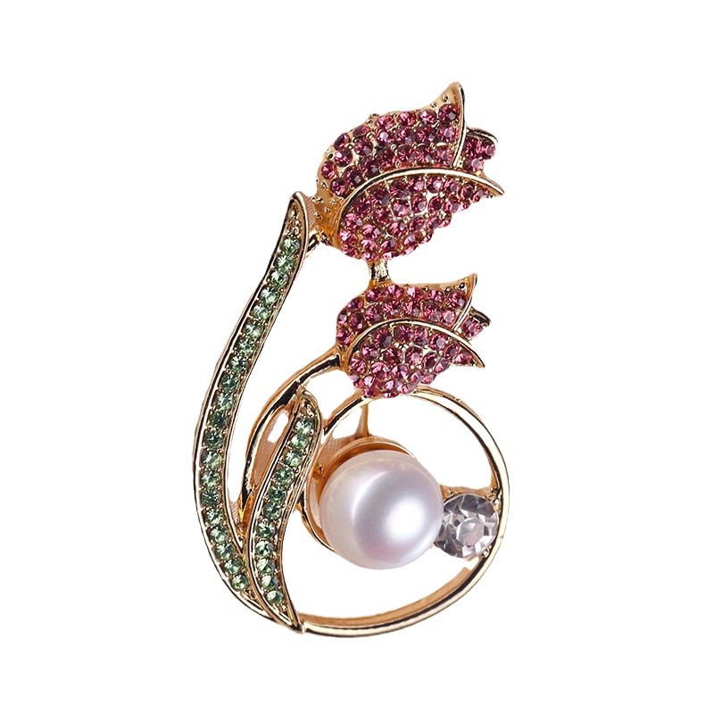 Exquisite Tulpenbrosche Für Damen Mit Perle Und Design Anstecknadel_voghion.com