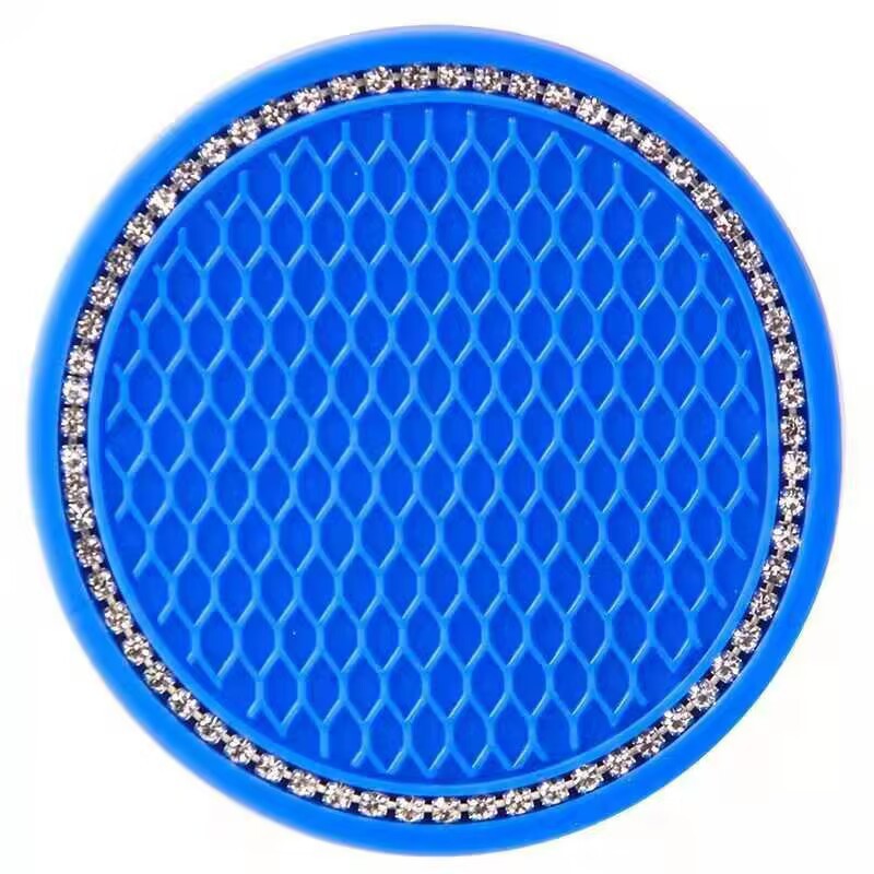 Diamante transfronterizo taza de agua estera redonda de silicona antideslizante estera taza almohadilla de aislamiento térmico rhinestone accesorios creativos del coche