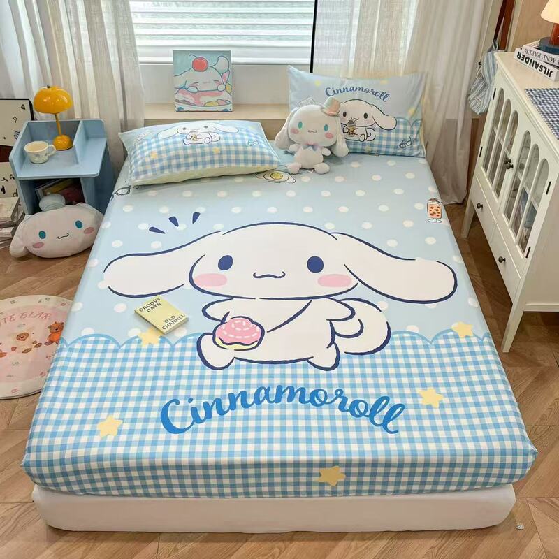 Cross-Border Large Cartoon Bed Sheet Three-Piece Set with Stitch and Kuromi Designs, Popular in Taiwan, Double Size