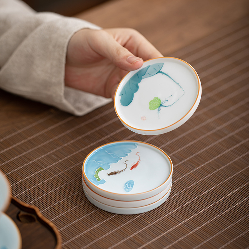 Retro Blue And White Hand Painted Ceramic Coaster Creative Saucer