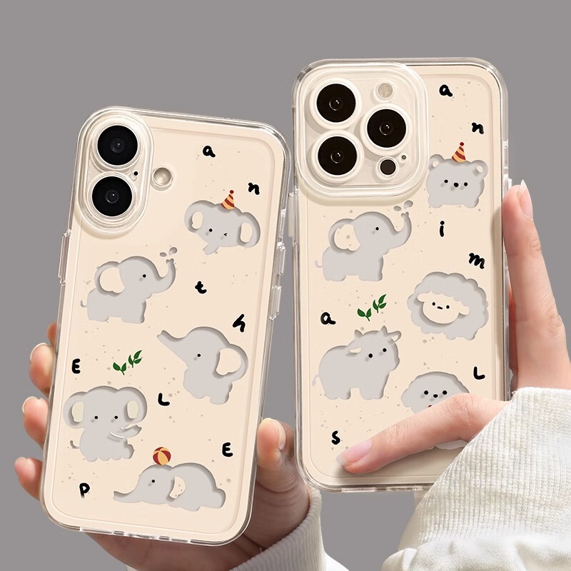 Suitable for Apple 16 Phone Case, iPhone 16 Pro Max New Model, 15 Full Coverage, 17 Anti-Drop, 17 Soft Case, Pro Little Elephant