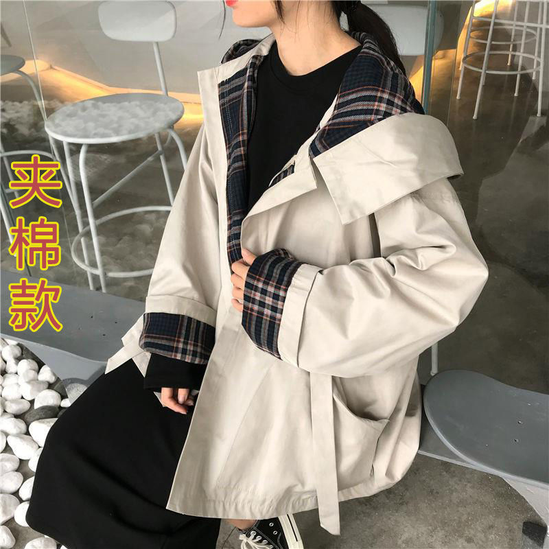 2025春秋季新款韩版港味BF百搭复古学生宽松风衣夹棉外套女ins潮