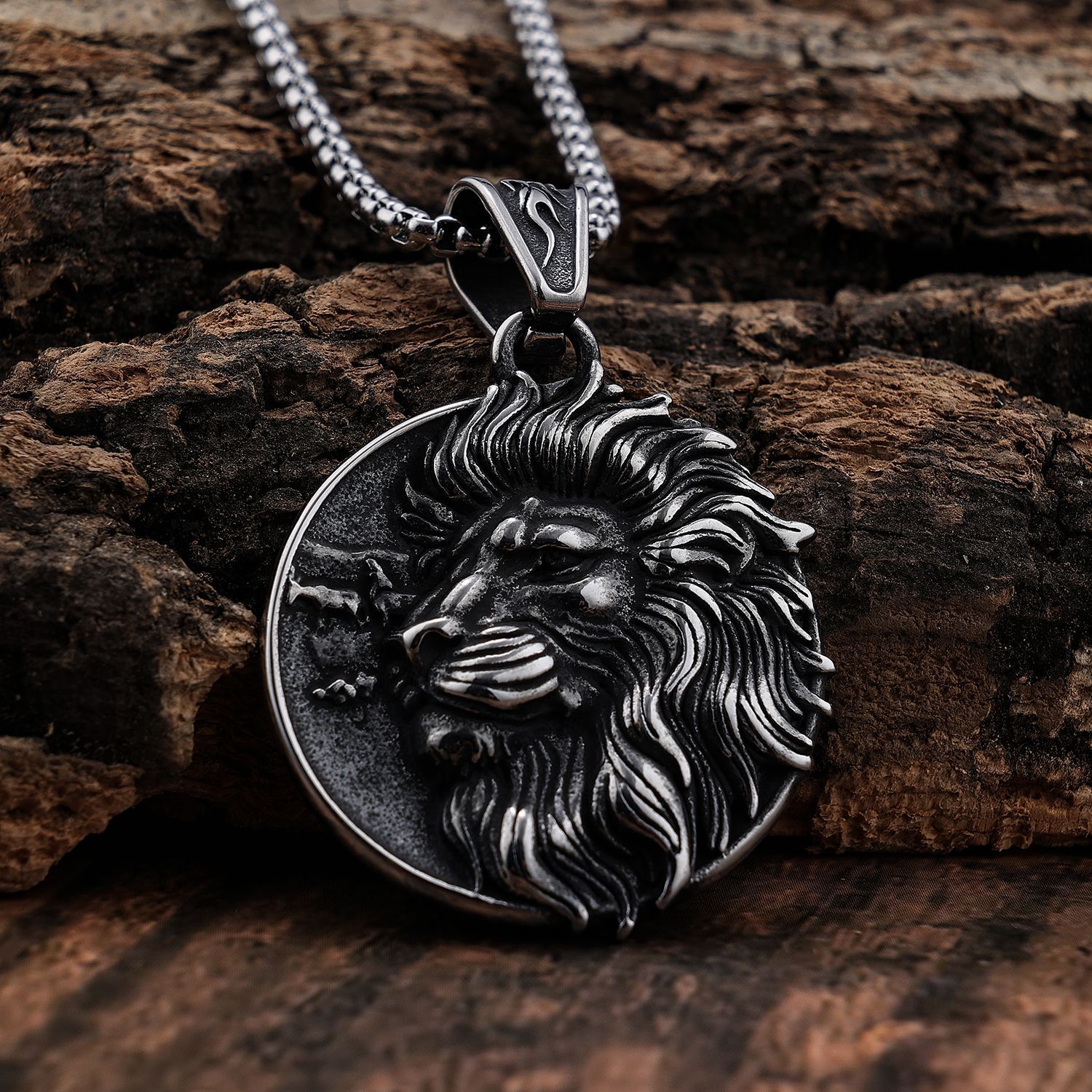 Retro Round Lion 304 Stainless Steel Polishing Men'S display picture 4