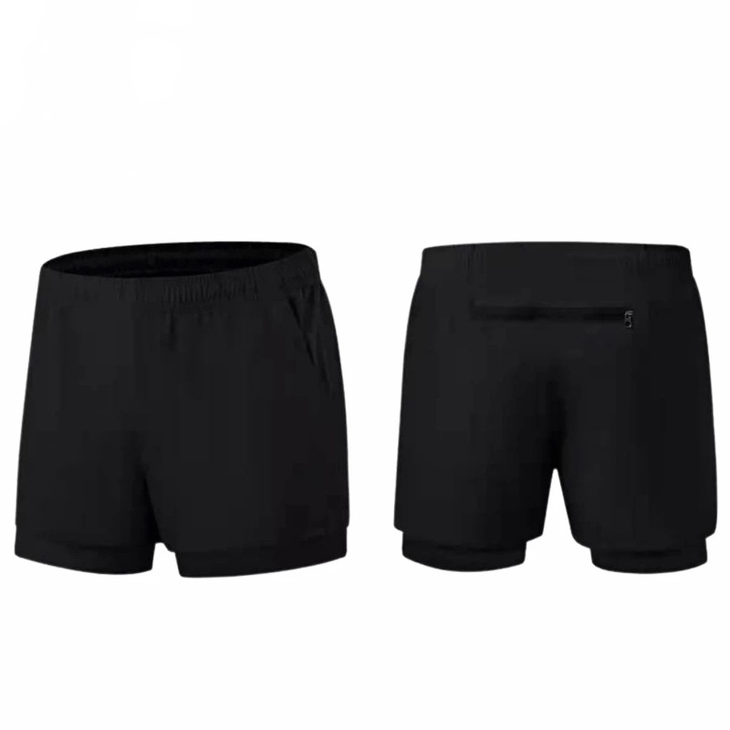 Cross-Border Men's Large Size Sports Shorts Double-Layer Basketball Training Shorts Outdoor Running Quick-Drying Cheap