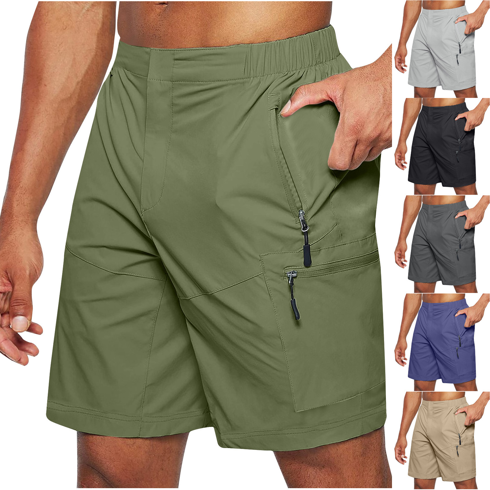 Amazon 2023 pantalones cortos de carga para hombre Amazon Plus size Nuevos pantalones cortos con cremallera multibolsillos para teléfono móvil pantalones cortos para hombres