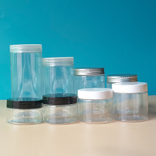 Spot food grade plastic wide mouth pet transparent sealed packaging cans snacks scented tea sub-cans screw cap bottles