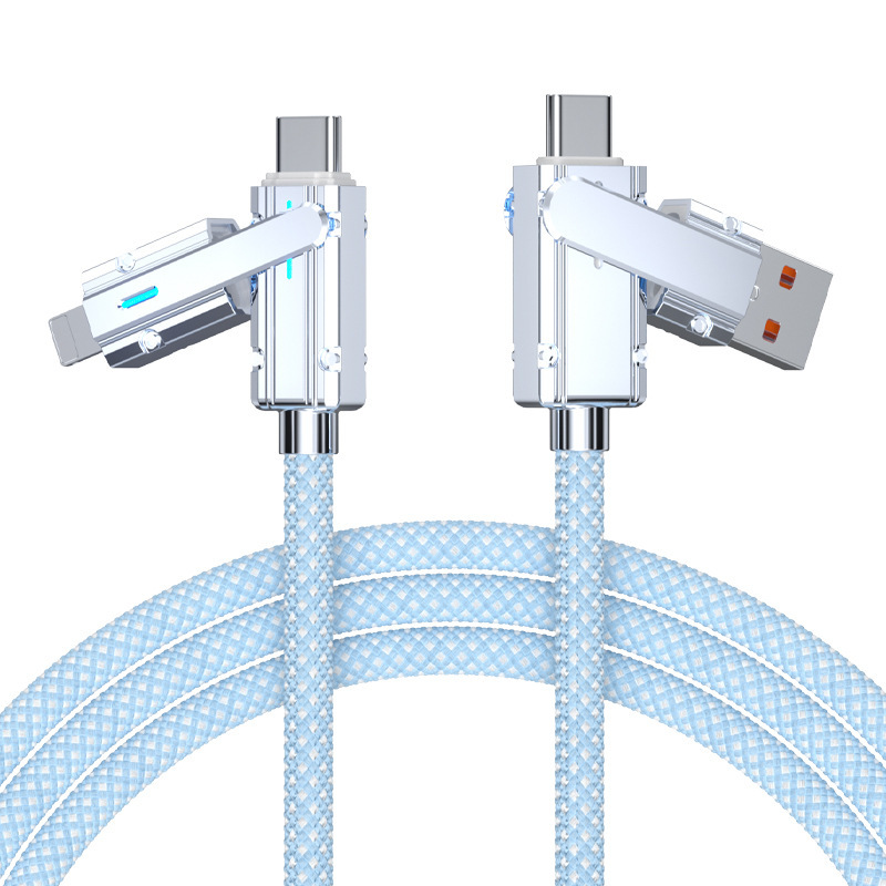 锌合金四合一编织充电线Type-C/lightning二合一数据线加粗pd65W|undefined
