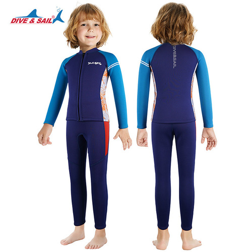 DIVE&SAIL children's split wetsuit 2.5MM long-sleeved warm wetsuit outdoor cold-proof swimming and surfing suit