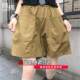 Summer Women's Five-point Wide-leg Casual Outer Wear High Waist Summer Cotton-containing Tooling Shorts Women's Loose New Trendy Mid-length Pants
