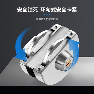 Glass door lock without opening double door single door shop glass lock floor lock push-pull double door lock bolt frameless lock