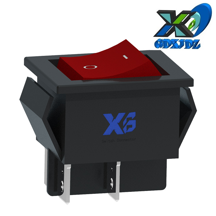 四脚带灯翘板开关25.5x30.5 四脚带灯船型开关大电流16A 250VAC