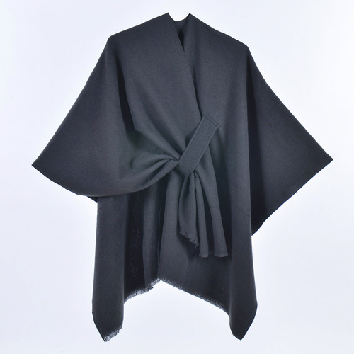 Wholesale Women's Shawl—European and American Style, Simple Monochrome, Cross-Tie Cape, Outerwear for E-commerce Livestreams