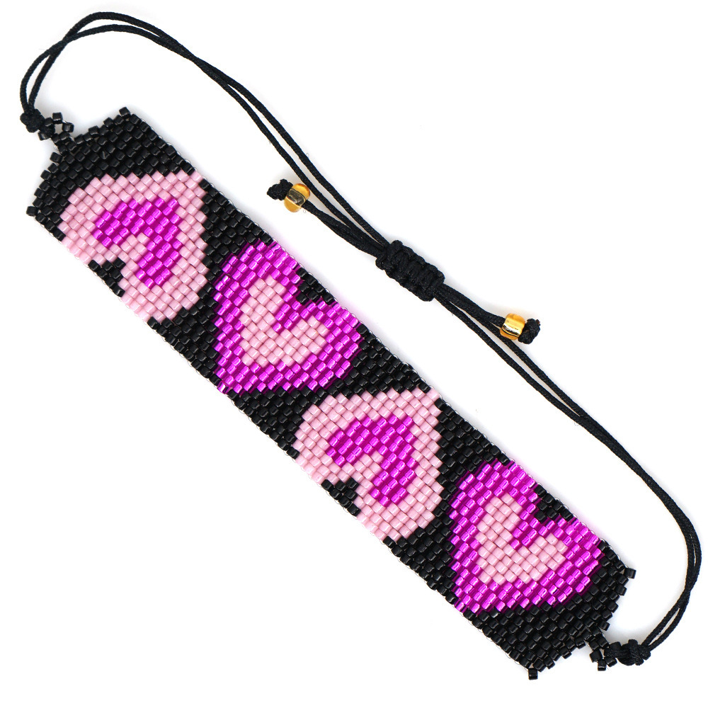 21g Weight Bracelets Classification rope Chain Material 1 Piece, 1 Set Quantity Daily Occasion Simple Style Heart Shape Glass Seed Bead Patchwork Women's Bracelets