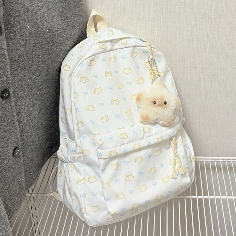 书包日系双肩包小学初中生蝴蝶结小猫书包可爱日系简温柔学院风格|undefined
