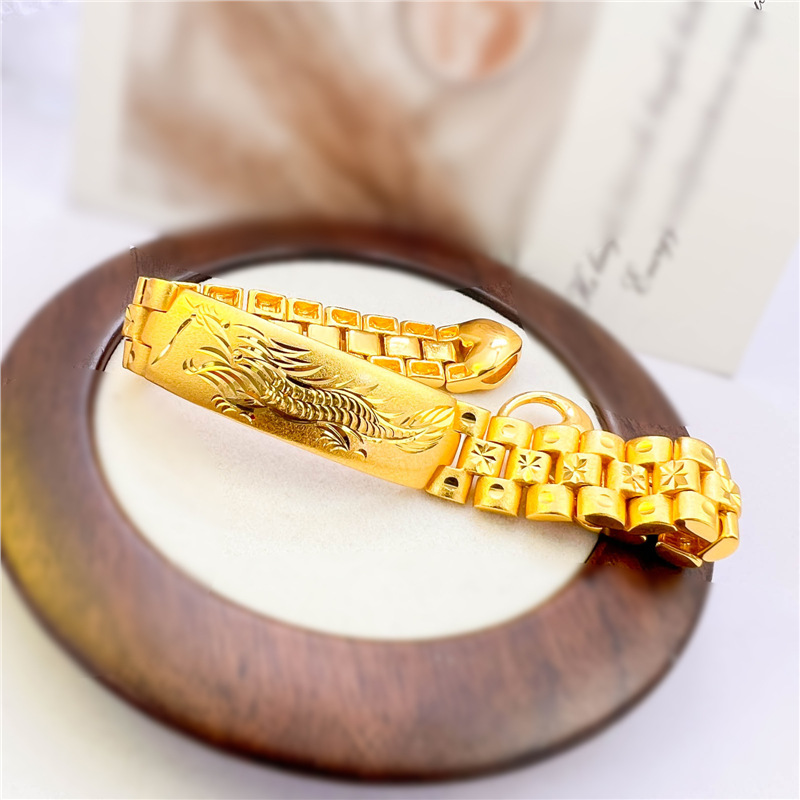 Jinyicheng Jewelry Dragon Pattern Bracelet Curved Dragon Pattern Men's Bracelet Heart Tail Buckle Watch Chain