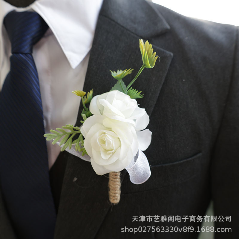 西式餐桌婚礼酒杯草帽窗帘礼盒装饰花椅背花胸花手腕花白绿色森系|undefined