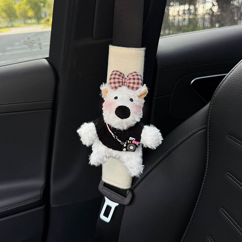 Car Seat Belt Shoulder Pads, Cute Protective Covers, Car Interior Accessories, Seat Belt Decoration, Anti-Collision Covers, West Highland Dolls for Women